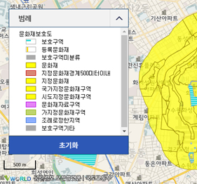 문화재 보호도 선택 시 다음과 같이 확인 할 수 있습니다.