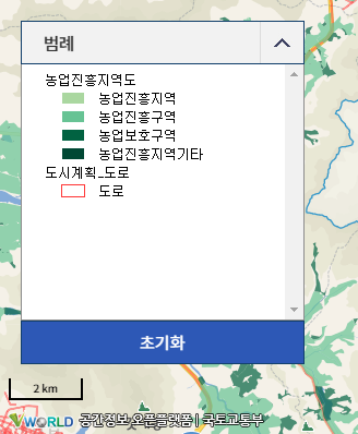 농업진흥지역도 선택 시 다음과 같이 확인 할 수 있습니다.